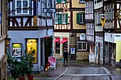 Charakteristische traditionelle Architektur, Haalstraße, Altstadt von Schwäbisch Hall, Schwäbisch Hall, Baden-Württemberg, Deutschland, Europa