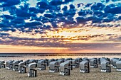 Beach chairs at the Baltic Sea beach,Baltic resort Sellin,Ruegen Island,County Vorpommern-Ruegen,Mecklenburg-Western Pomerania,Germany,Europe.