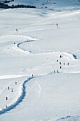 France,Puy de Dome (63),Besse-et-Saint-Anastaise,ski station of Super Besse,Col de Couhay pass,ski slope.
