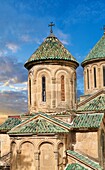 The central cupolas of Gelati Georgian Orthodox church of St George. The medieval Gelati monastic complex near Kutaisi in the Imereti region of western Georgia (country). A UNESCO World Heritage Site.