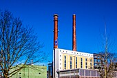 Biomassekraftwerk im Industriepark Strijp T im Stadtteil Strijp, Eindhoven, Niederlande. Der Brennstoff für die Pflanze besteht aus frischem Schnittgut.