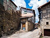 Arquitectura tradicional y muralla. Miranda del Castanar. Sierra de Francia. Salamanca. Kastilien Leon. Spanien.