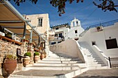 Stairs leading up to the chapel in the old town Chora,Naxos Island,Cyclades Islands,Greek Islands,Greece,Europe