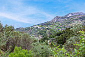 Mountain village Drakei at the foot of the Kerkis mountain range on the island of Samos in Greece