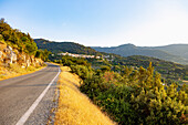 Vourliotes, mountain village and mountain road in the north of Samos island in Greece