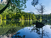 The romantic lake Hintersee at the Nationalpark Berchtesgaden, Bavaria, Germany.