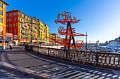 Der alte Hafen, Nizza, Alpes-Maritimes, Côte d'Azur, Provence-Alpes-Cote d'Azur, Frankreich, Mittelmeer, Europa