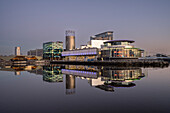 The Lowry Theatre at dusk Salford Quays, Manchester, England, United Kingdom, Europe