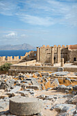 The Acropolis of Lindos, Rhodes, Dodecanese, Greek Islands, Greece, Europe