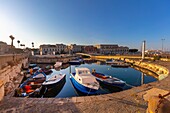 Blick von der Brücke Umbertino, Ortigia, Syrakus, Sizilien, Italien, Europa