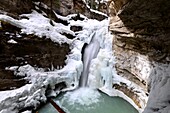 in Johnston Canyon in Banff National Park on Bow Valley Parkway, Alberta, West Canada