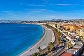 Blick vom Burgberg, Nizza, Alpes-Maritimes, Côte d'Azur, Provence-Alpes-Cote d'Azur, Frankreich, Mittelmeer, Europa