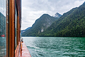 Germany, Bavaria, Historic electric ferry on Koenigsee