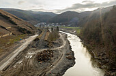 Germany, Mayschoss, Aerial view ofÊAhrÊvalley destroyed by flood