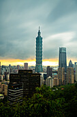 View of cityscape with Taipei 101 and Taipei Nan Shan Plaza in Taiwan