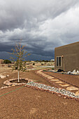 Usa, New Mexico, Santa Fe, Home renovation in desert garden