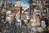 Detailaufnahme des Monatsbildes März im Palazzo Schifanoia in Ferrara, Emilia Romagna, Italien, Europa
