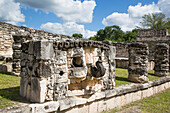 Stein-Chac-Maske, Maya-Ruinen, archäologische Zone Mayapan, Bundesstaat Yucatan, Mexiko, Nordamerika