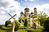 Hancu Monastery garden and church, Bursuc, Moldova, Europe