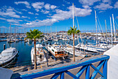 Ansicht der Boote in Rubicon Marina, Playa Blanca, Lanzarote, Kanarische Inseln, Spanien, Atlantik, Europa