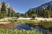 Merced River im Yosemite Valley, Yosemite-Nationalpark, UNESCO-Weltkulturerbe, Kalifornien, Vereinigte Staaten von Amerika, Nordamerika