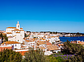 Townscape with Santa Maria Church, Cadaques, Cap de Creus Peninsula, Catalonia, Spain, Europe