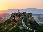 Sunrise view of The Dying City of Civita di Bagnoregio, Viterbo, Lazio, Italy, Europe