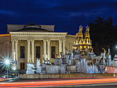 Colchis Fountain at blue hour in Kutaisi, Imereti, Georgia (Sakartvelo), Central Asia, Asia