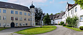 Inner courtyard of the palace complex in Isny in the Westallgäu in Baden-Württemberg in Germany
