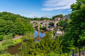View of Knaresborough viaduct and the River Nidd from the Castle, Knaresborough, North Yorkshire, England, United Kingdom, Europe