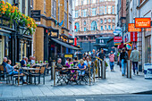 View of alfresco dining on Bear Street, West End, Westminster, London, England, United Kingdom, Europe
