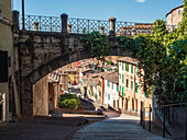 Perugia's Aqueduct street with its famous bridge, Perugia, Umbria, Italy, Europe