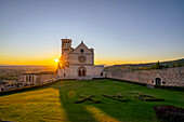 St. Francis Cathedral at sunset, UNESCO World Heritage Site, Assisi, Umbria, Italy, Europe