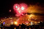 Fireworks Show over Budapest on 20th August (St. Stephen's Day), celebrating the foundation of the Hungarian state, Budapest, Hungary, Europe
