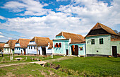 Colourful houses in Viscri, UNESCO World Heritage Site, Transylvania, Romania, Europe