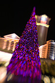 USA, Nevada, Las Vegas: Ceasars palace Casino, Christmas Tree / Evening