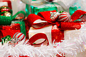 Decoratively wrapped Christmas presents, New Mexico