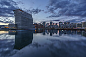 Blick auf die Skyline des Barcode Viertel und das Edvard Munch Museum in Oslo, Norwegen.