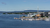 Blick auf Akker Brygge in Oslo, Norwegen.