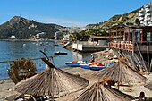 on the sea promenade of the port city of Durres, Albania