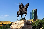 Skanderbeg Monument in Skanderbeg Square,Tirana, Albania