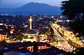 View of Prizren with old town and Sinan Pasha Mosque, Kosovo