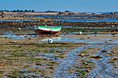 Fishing boat in Brittany at low tide, Cotes d'Armor, Brittany, France