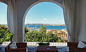 Palau, hotel, terrace, Isola La Maddalena, Sardinia, Mediterranean Sea, Italy, Europe,