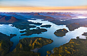 Canada, British Columbia, Pacific Rim National Park. Aerial view of Clayoquot Sound and Island Ranges.