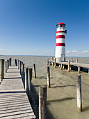 Podersdorf am See on the shore of Lake Neusiedl. The lighthouse in the domestic port, the icon of Podersdorf and Lake Neusiedl. The landscape around the lake is an UNESCO World Heritage. Austria, Burgenland (Large format sizes available)