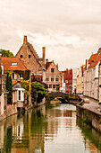 Canal scene, Bruges, West Flanders, Belgium.