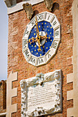 Clock tower detail at the Arsenal, Venice, Veneto, Italy