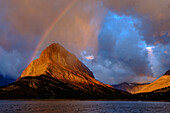 USA, Montana. Glacier National Park, Grinnell Mountain, sunrise, rainbow
