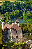 View over Saint-Cirq-Lapopie with River Lot, Midi-Pyrenees, France